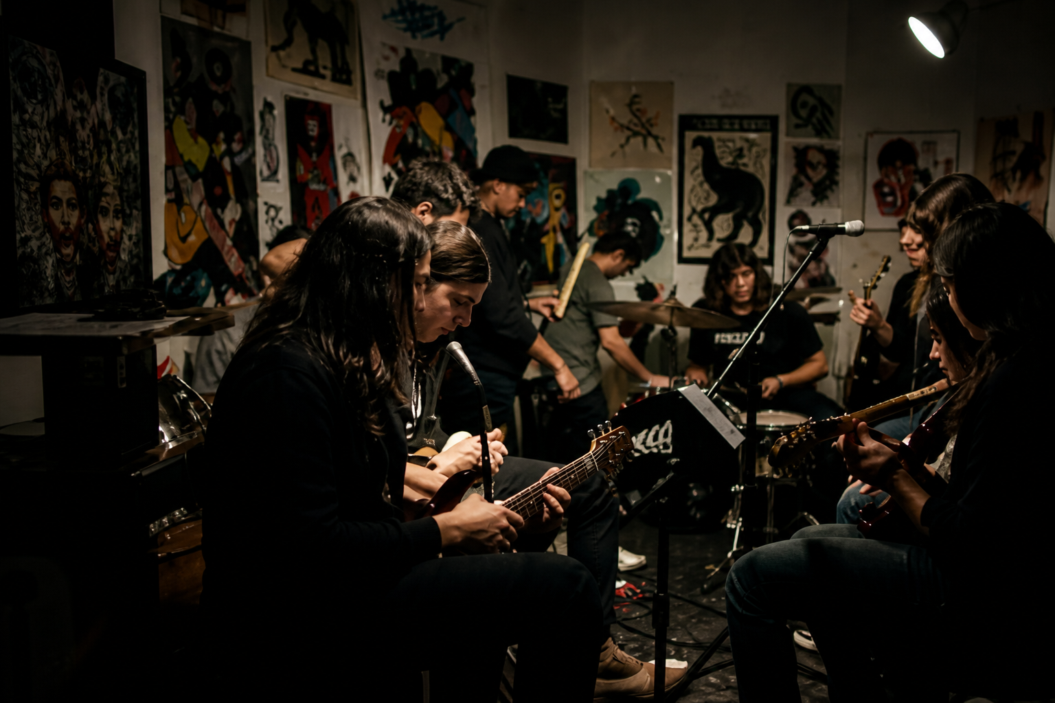 Young musicians rehearsing